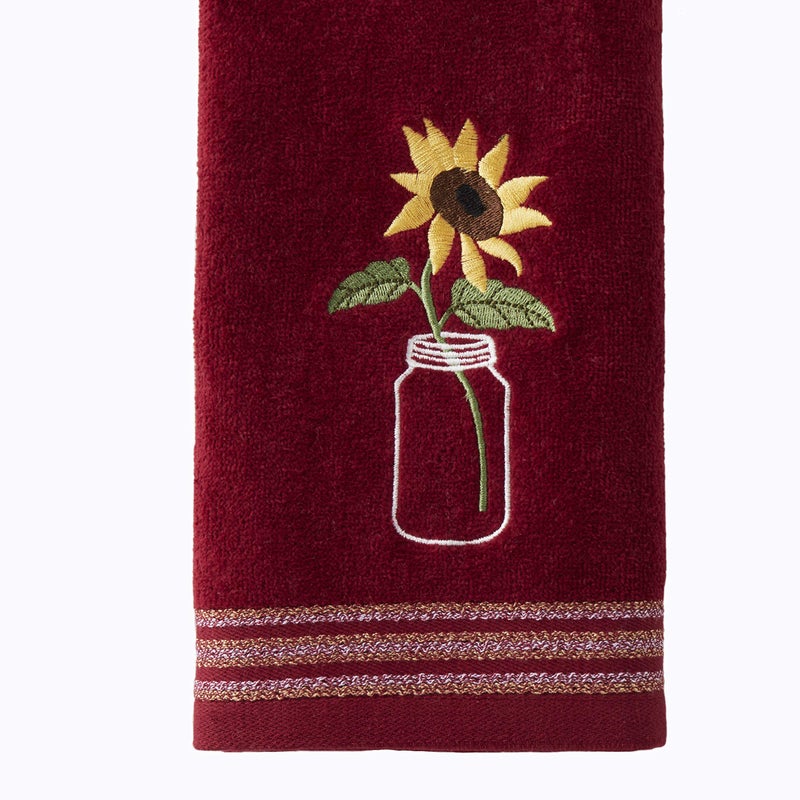 SKL Home by Saturday Knight Ltd. Sunflower In Jar 2 Pc Hand Towel Set, Wine - Image 2